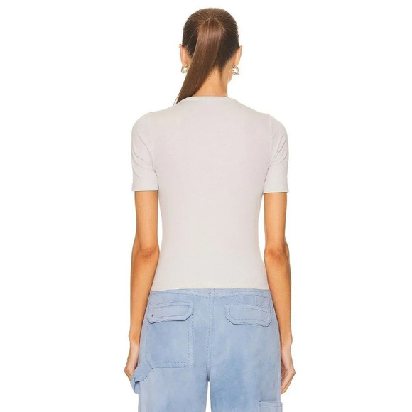 ACNE STUDIOS Embroidered Crop Tee in Ice Blue Small New Tshirt Blouse Womens - Picture 3 of 9